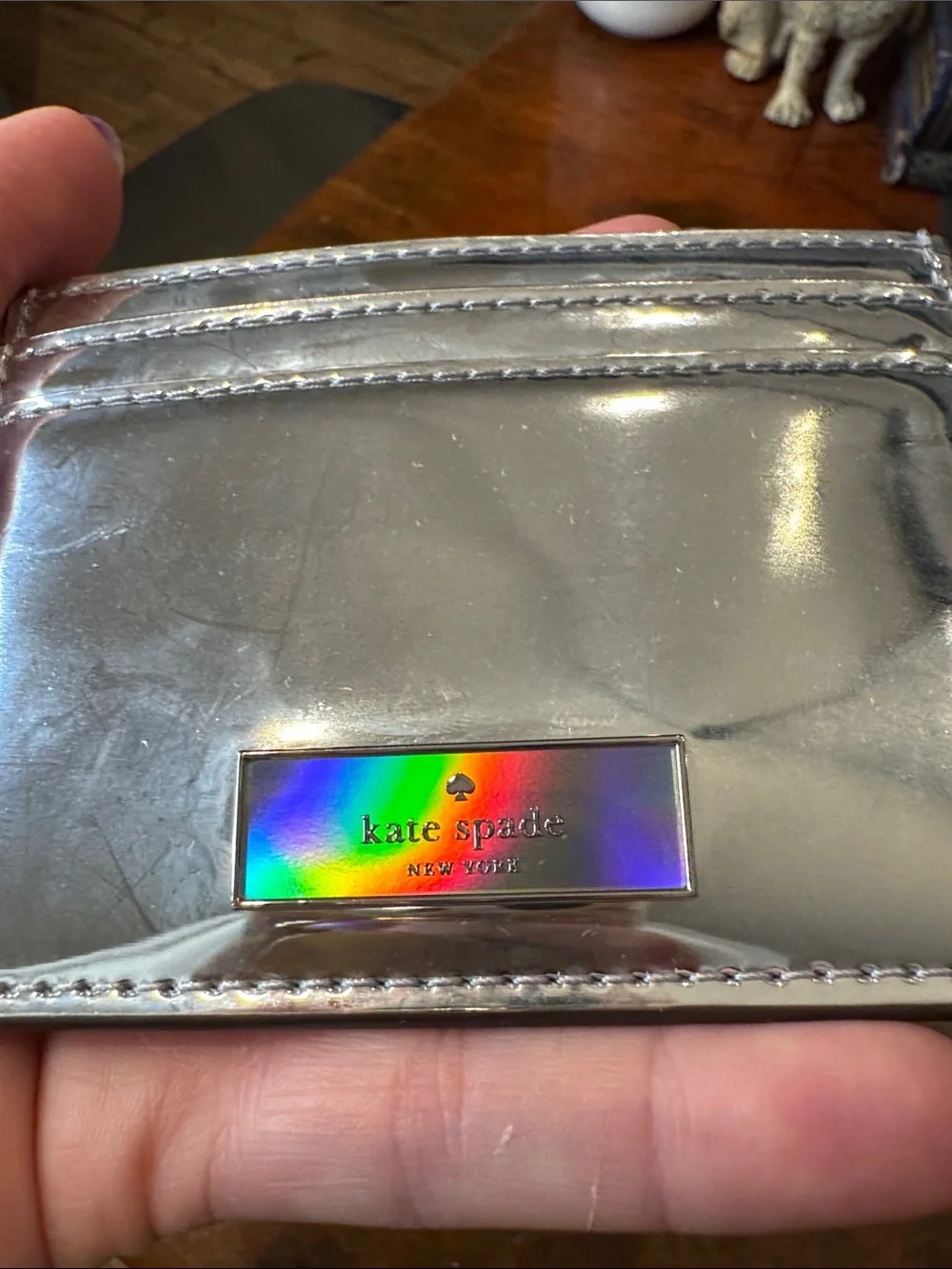 🍍kate spade Silver Metallic Crossbody Bag with Cardholder